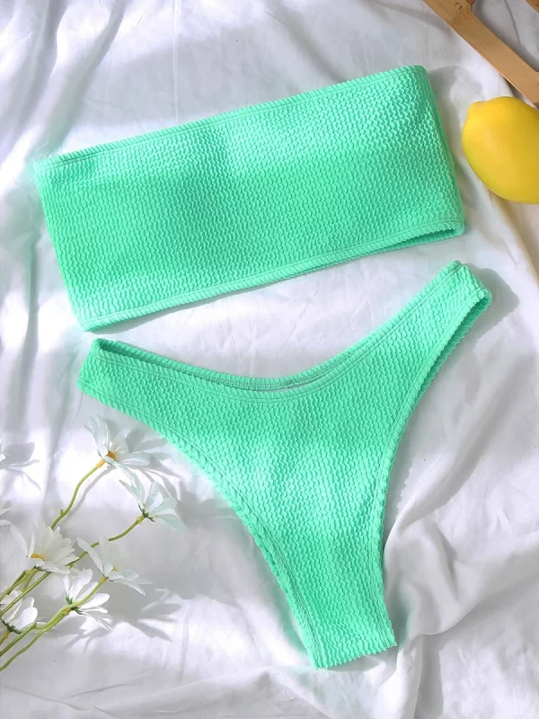 Conjunto  Biquíni Bandeau Cintura Alta Tanga