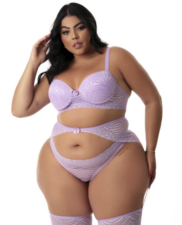 Conjunto Plus Size Sexy com Cinta Liga e Perneira – Kylie