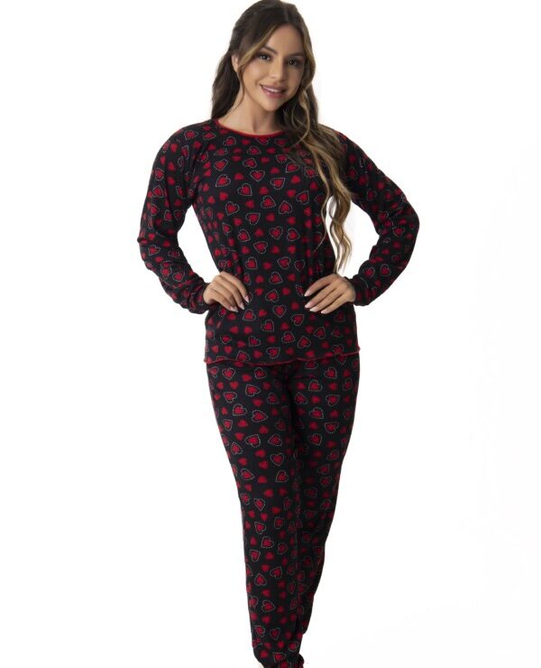 Pijama em Suede Canelado Estampado – Elizabeth